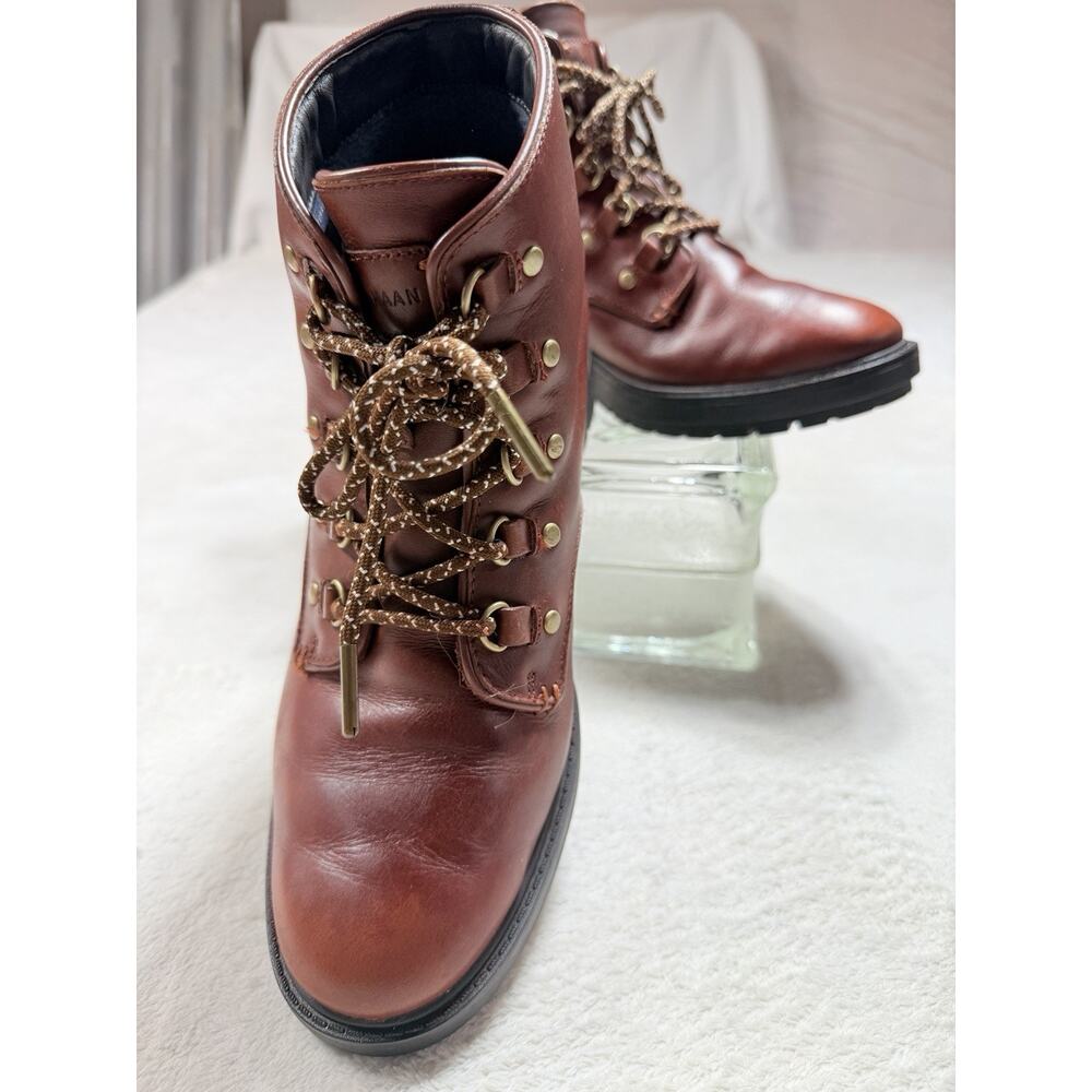 Cole Haan Grand OS Waterproof Leather Combat Boot Lug Sole Cognac Tan Hike 9.5 B - Picture 13 of 14